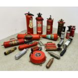 COLLECTION OF ASSORTED VINTAGE FIRE EXTINGUISHERS TO INCLUDE GOVERNMENT ISSUED ALONG WITH A VINTAGE