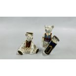 2 ROYAL CROWN DERBY FIGURES TO INCLUDE "GRADUATE" H 7CM AND GOLFER BEAR H 9CM NO STOPPERS.