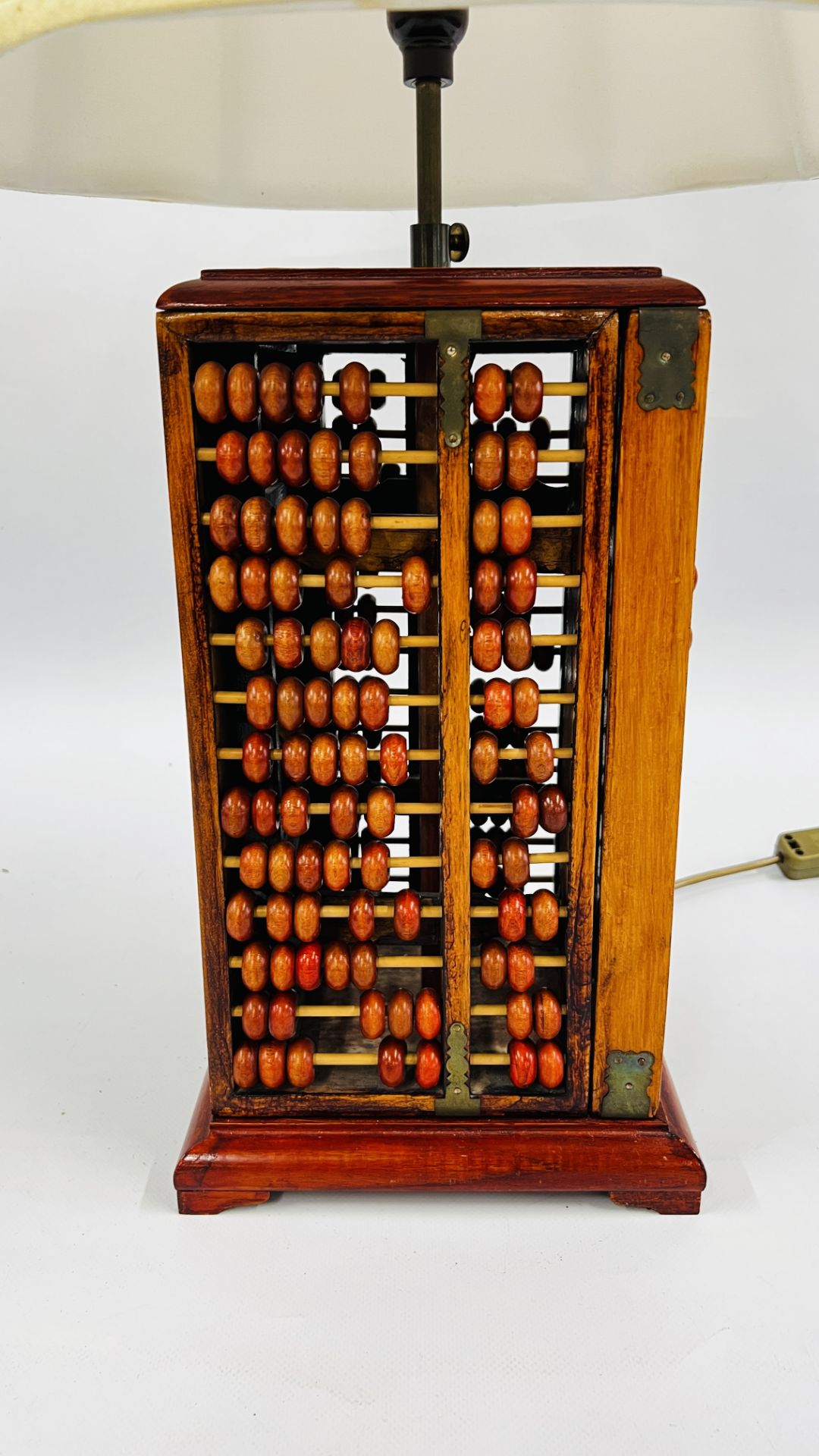 A NOVELTY CONVERTED LAMP FROM 4 ABACUS BOARDS WITH SHADE - WIRE REMOVED - SOLD AS SEEN. - Image 2 of 5