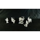 GRUOP OF 7 SWAROVSKI CABINET COLLECTIBLE ORNAMENTS TO INCLUDE MINI HEN (7675), TOM CAT (198241),