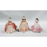 3 COALPORT CABINET COLLECTORS FIGURES TO INCLUDE CLASSIC ELEGANCE "OLIVIA" LIMITED EDITION 1316/7,