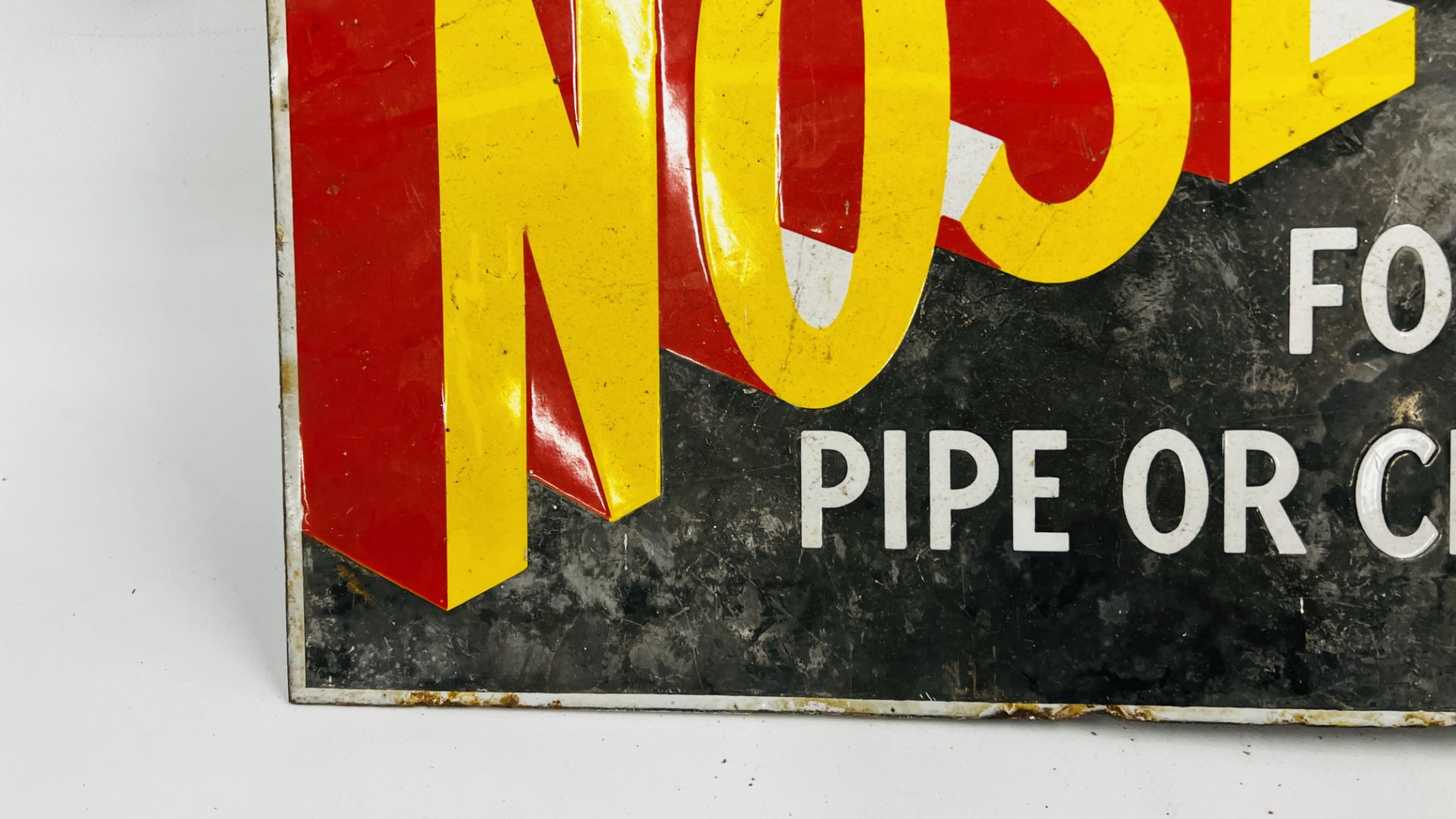 AN ORIGINAL VINTAGE ENAMEL DOUBLE SIDED SIGN "NOSEGAY" SPECIAL FOR PIPE OR CIGARETTE - W 45. - Image 11 of 12