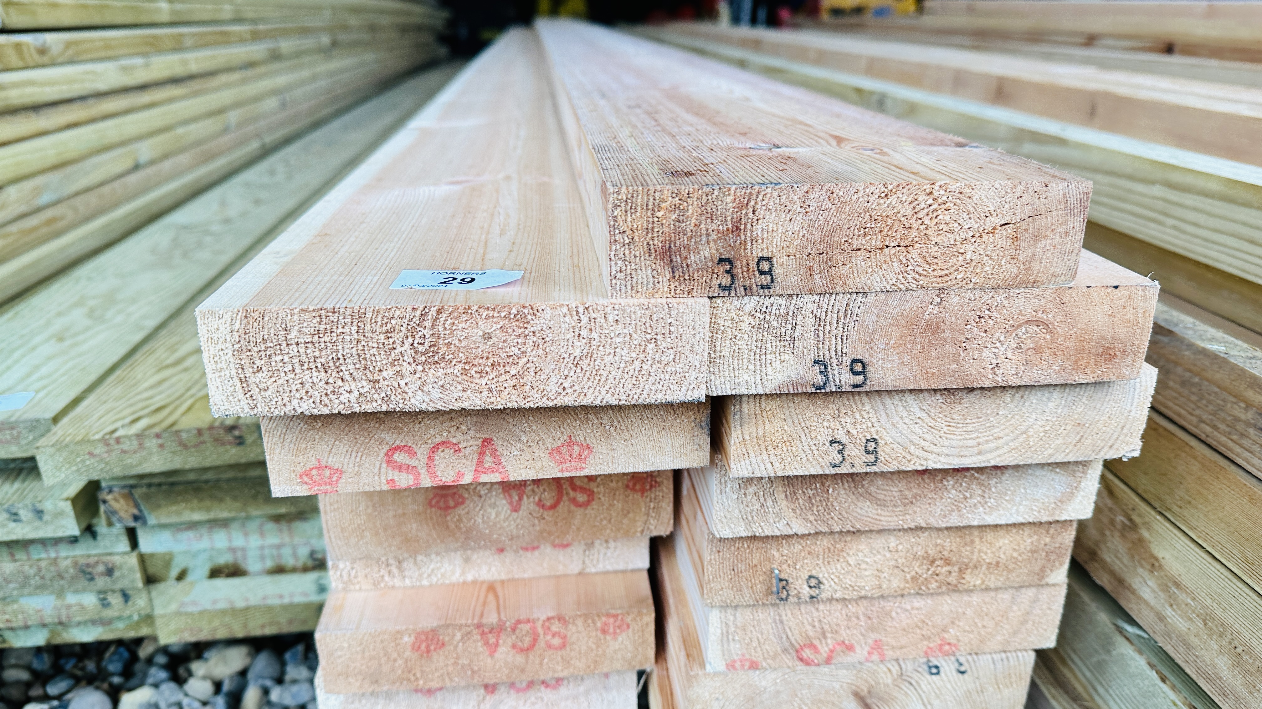 17 X 3.9 METRE LENGTH 145MM X 35MM PLANED TIMBER. THIS LOT IS SUBJECT TO VAT ON HAMMER PRICE. - Image 2 of 3