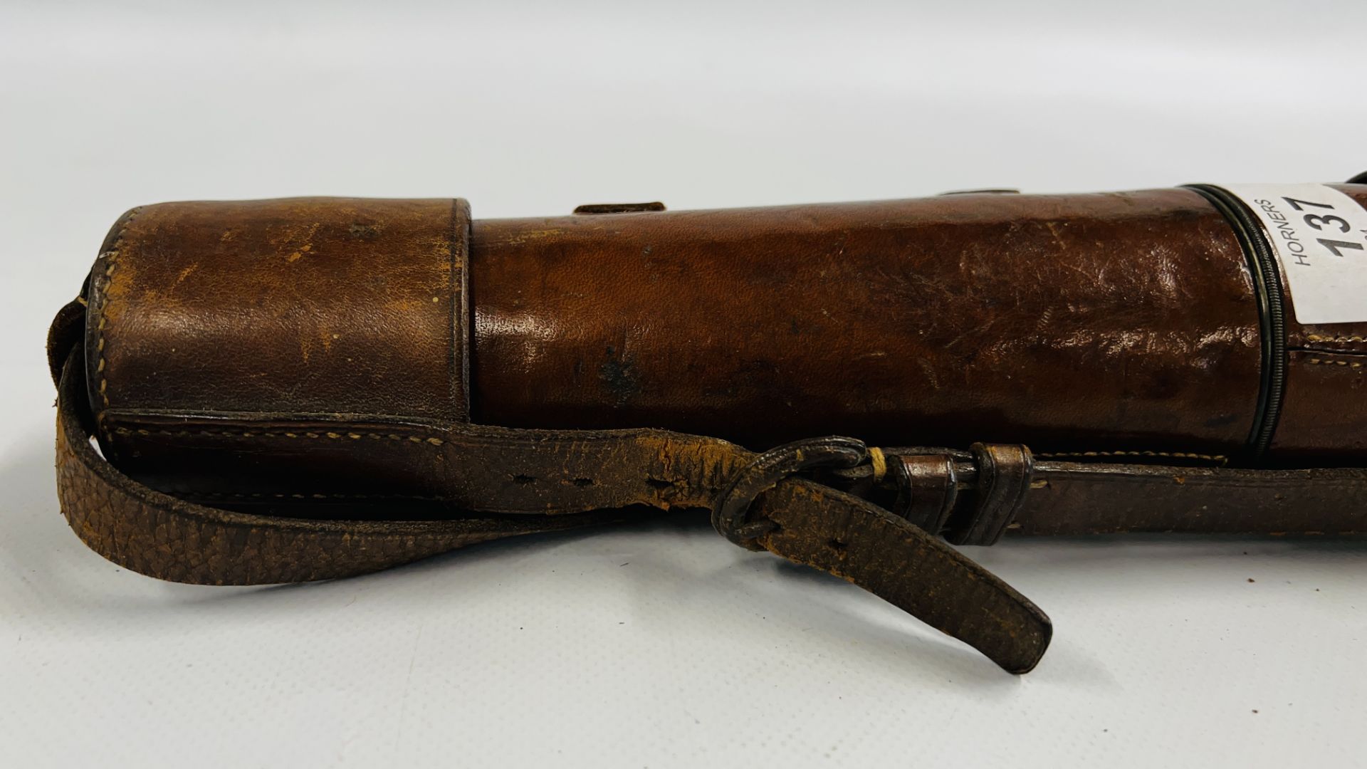 A FIRST WORLD WAR THREE DRAWER TELESCOPE WITH LEATHER COVERING BY W. OTTWAY & Co LTD EALING TEL. - Image 10 of 12