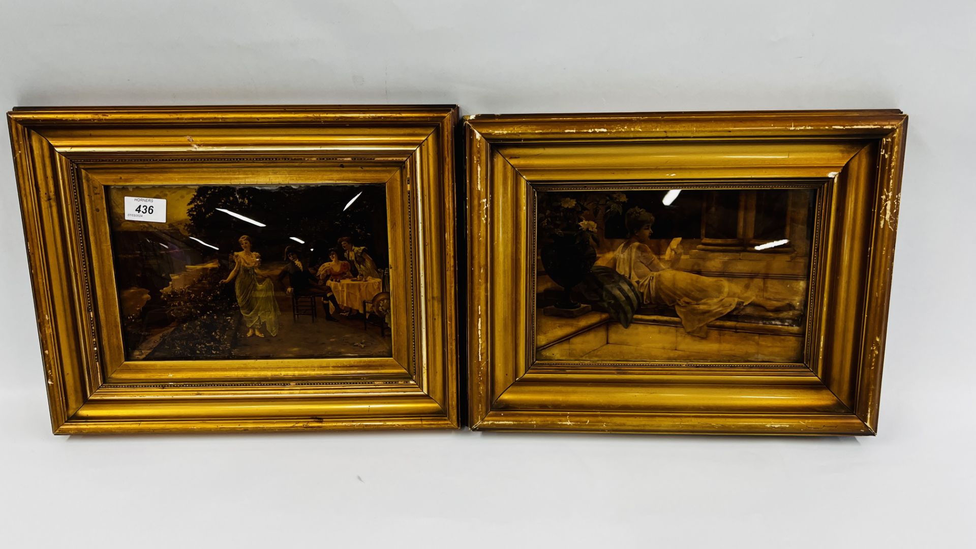 2 ANTIQUE FRAMED CRYSTOLEUMS 30CM H X 39CM W.