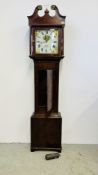 A LATE GEORGE III PAINTED DIAL THIRTY HOUR OAK LONG CASE CLOCK, THE DIAL INSCRIBED HAINES SWINDON,