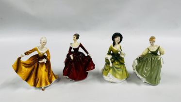 4 ROYAL DOULTON CABINET COLLECTORS FIGURES TO INCLUDE "FRAGRANCE" HN3311 BEARING SIGNATURE PEGGY