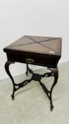 VICTORIAN MAHOGANY SINGLE DRAWER ENVELOPE GAMING TABLE WITH INSET GREEN BAIZE.