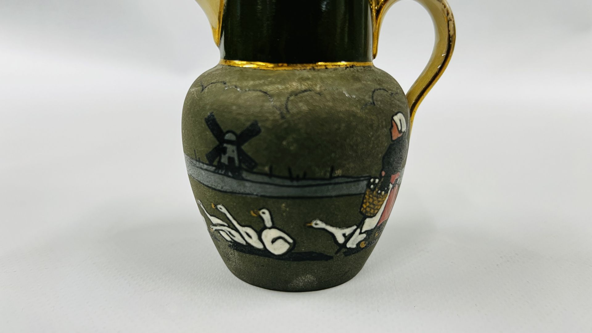 AN ANTIQUE TAYLOR & TUNNICLIFFE SUGAR BOWL AND JUG, DEPICTING A DUTCH WINDMILL SCENE, - Image 3 of 13