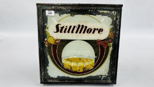 A VINTAGE ILLUMINOUS "STILLMORE CUSTARD POWDER" SIGN H 39CM X W 39CM - COLLECTORS ITEM ONLY.