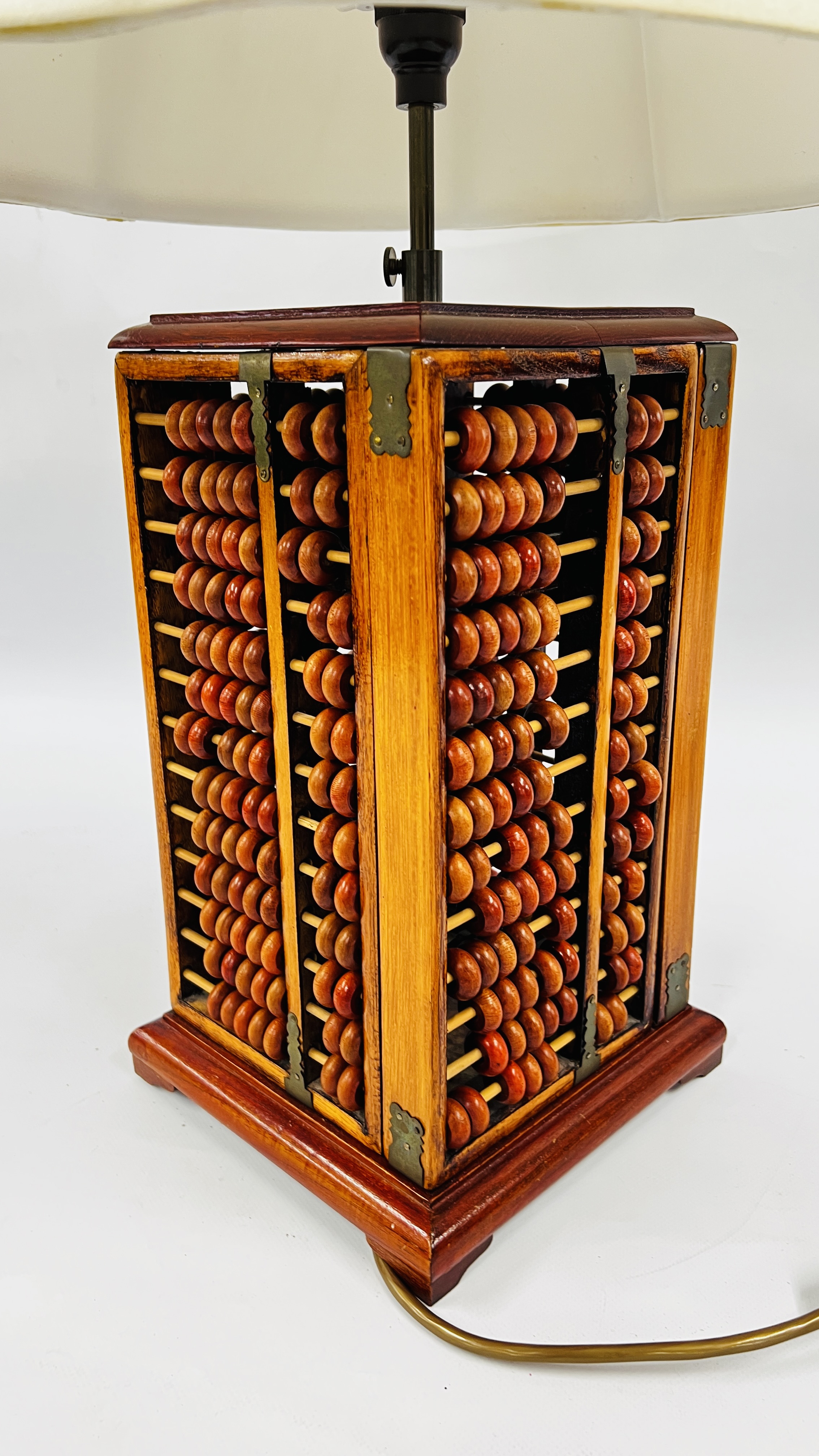 A NOVELTY CONVERTED LAMP FROM 4 ABACUS BOARDS WITH SHADE - WIRE REMOVED - SOLD AS SEEN. - Image 4 of 5