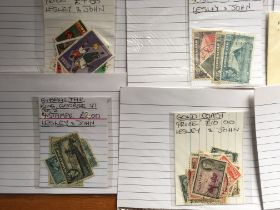 STAMPS: TUB WITH COMMONWEALTH ALL REIGNS ON CARDS, SMALL FOLDERS ETC.