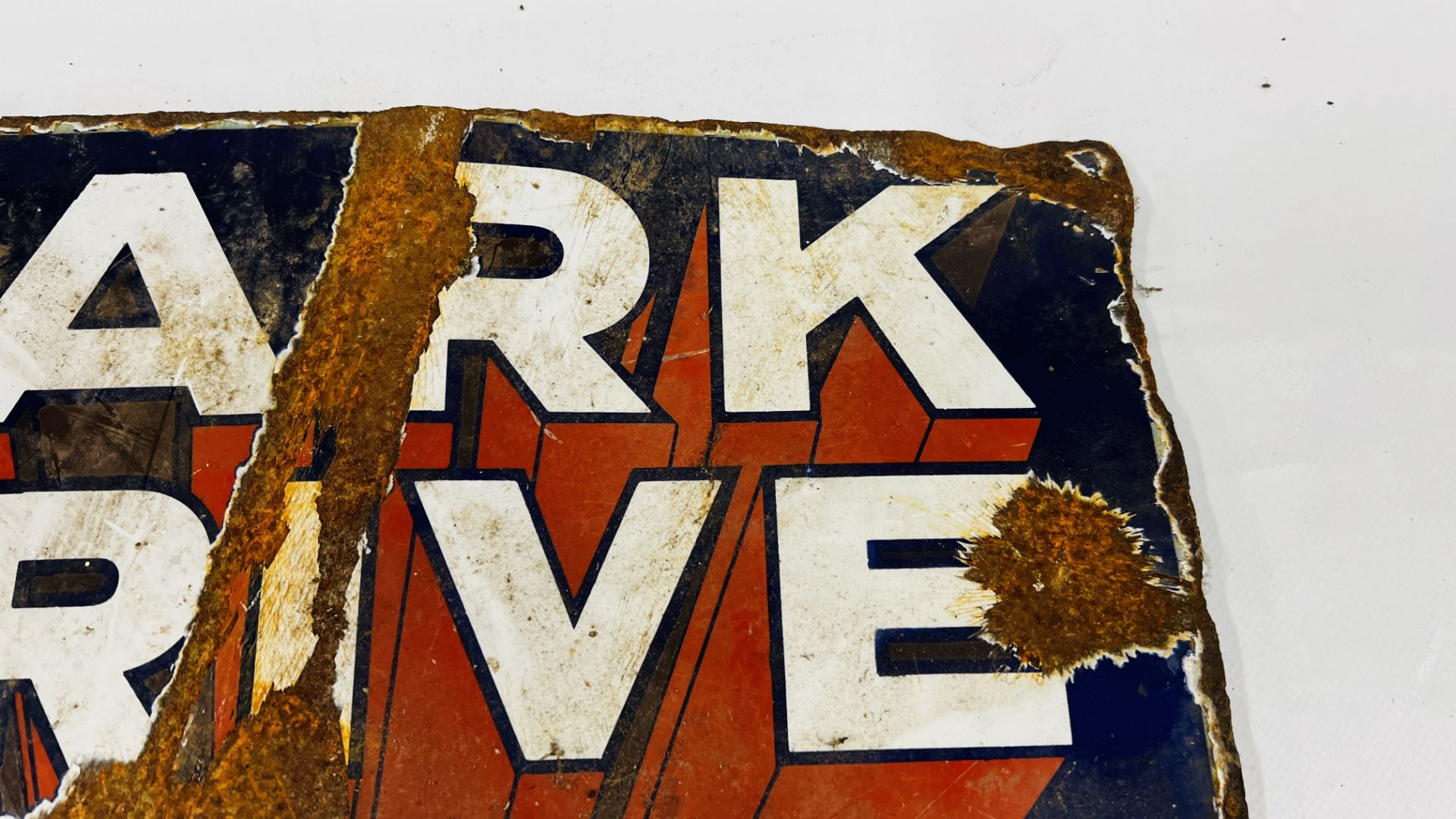 AN ORIGINAL VINTAGE DOUBLE SIDED ENAMEL SIGN "PARK DRIVE" PLAIN & CORK TIPPED (SIGNS OF EXTENSIVE - Image 11 of 13