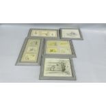 A GROUP OF FRAMED AND MOUNTED WINNIE THE POOH PRINTED SKETCHES.