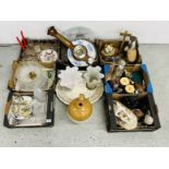 7 X BOXES OF ASSORTED SUNDRY TO INCLUDE CHINA AND GLASS WARE, COLLECTORS PLATES & DECANTERS,