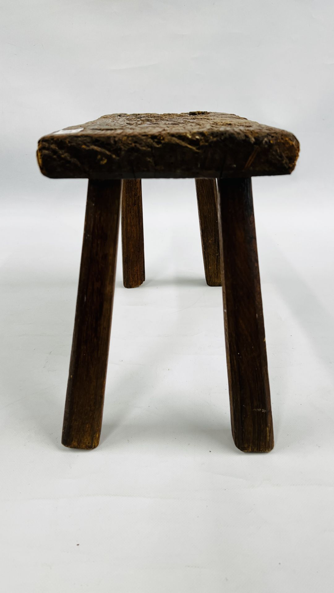 TWO VINTAGE HANDCRAFTED HARDWOOD LOW/MILKING STOOLS (SIGNS OF PREVIOUS WOODWORM). - Image 7 of 8