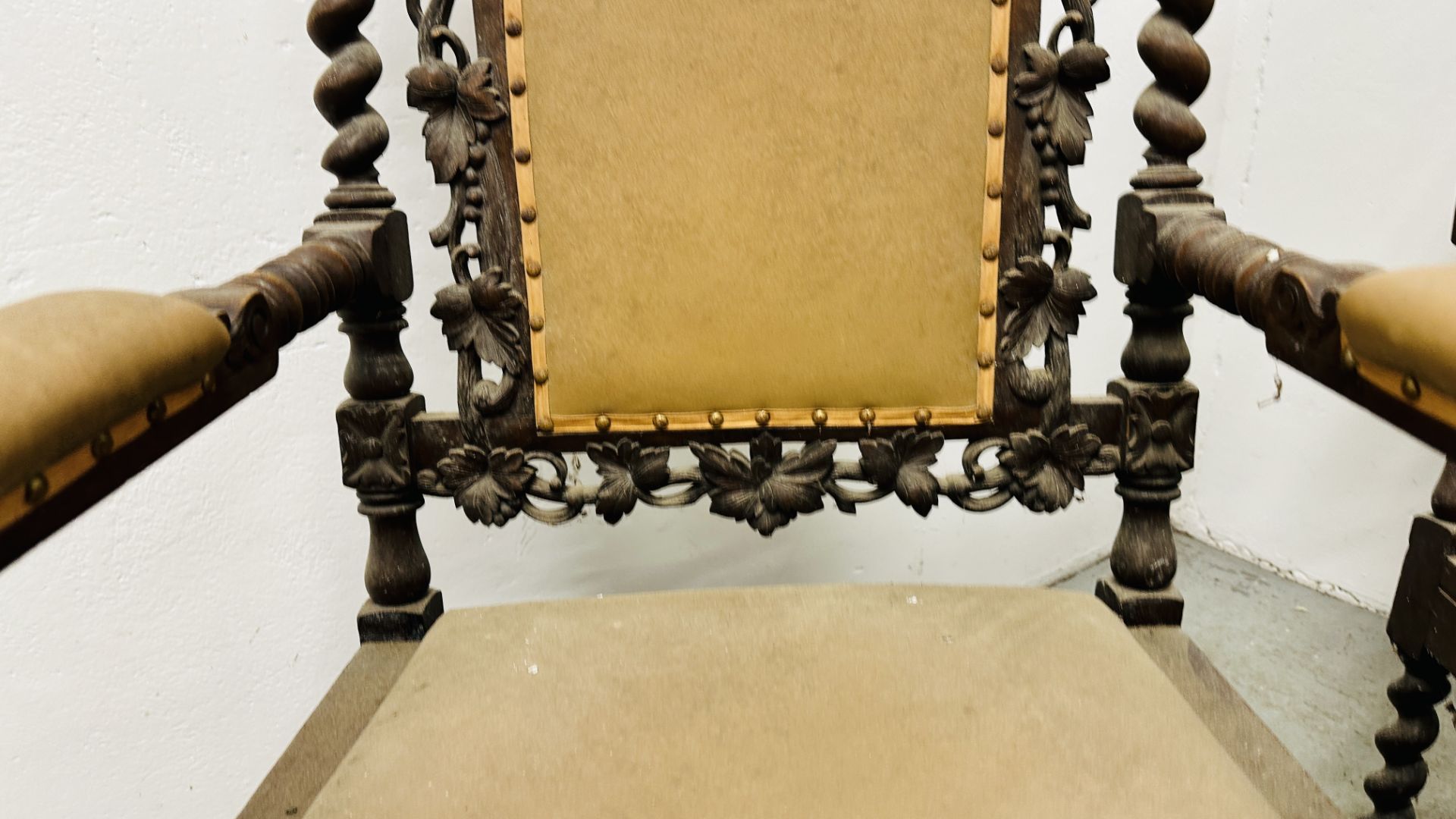 A PAIR OF C1870 HEAVILY CARVED OAK FRAMED OPEN ARM CHAIRS, - Image 22 of 39