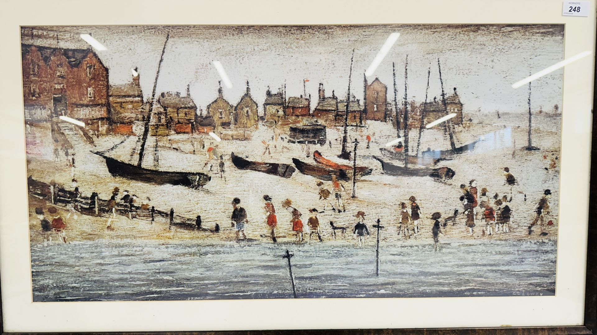 'THE BEACH VILLAGE' LOWESTOFT. LARGE FRAMED & GLAZED PRINT BY L.S. - Image 2 of 3