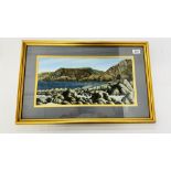 OIL ON CANVAS PAINTING OF NORTH CORNISH/DEVONSHIRE COASTLINE, SIGNED AND DATED 'M.