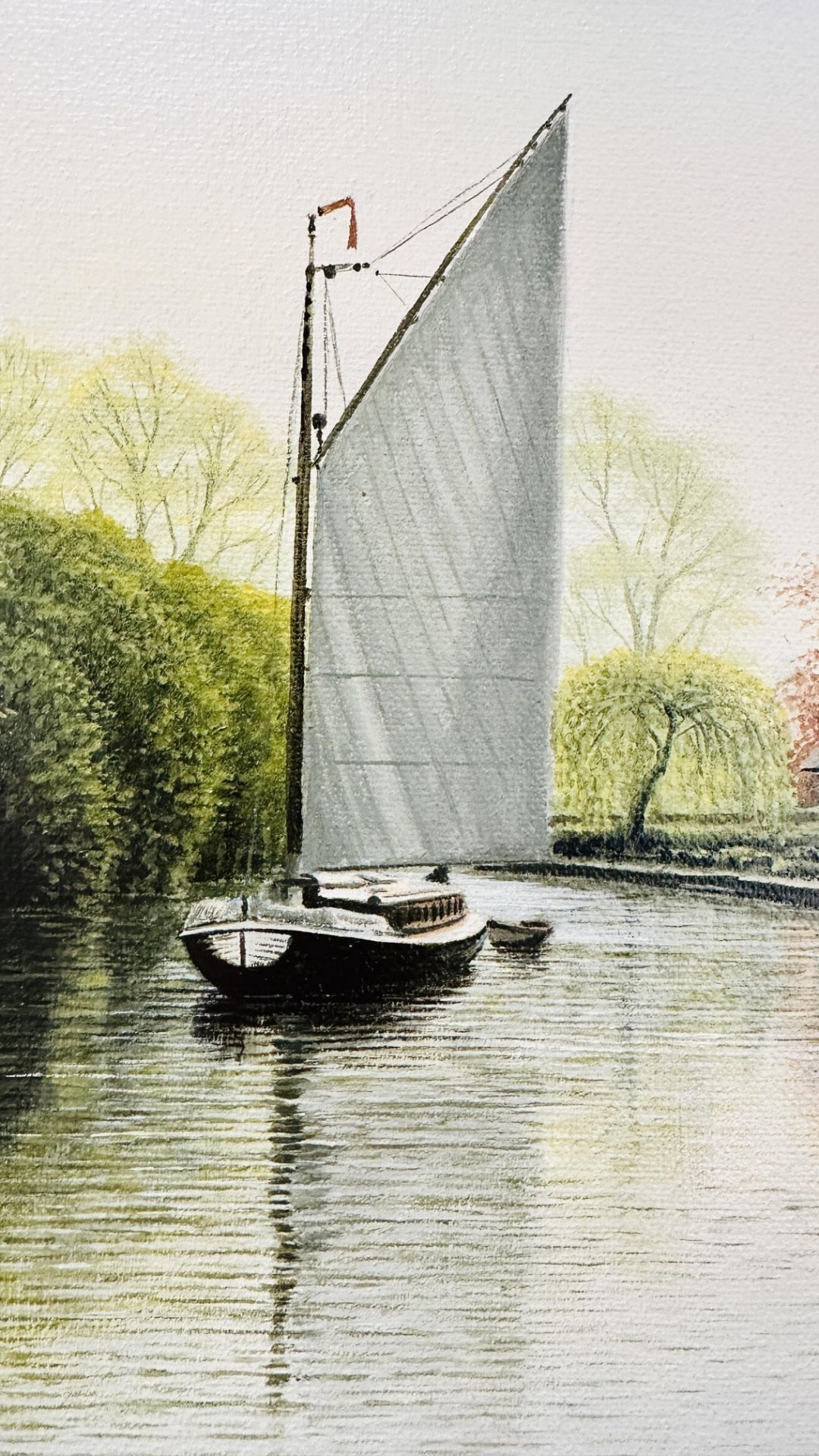 OIL ON CANVAS "SERENITY" WHERRY AT IRSTEAD BEARING SIGNATURE DAVID J. - Image 4 of 6