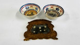 2 SPONGE WARE BOWLS - A LONG LONG WAY TO TIPPERARY & BRITANNIA RULES THE WAVES AND CARVED PHOTO