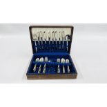 A CASED CANTEEN OF STAINLESS STEEL CUTLERY - NOT COMPLETE 52 PIECES.