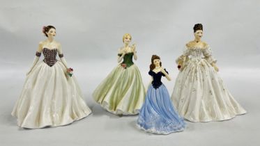 4 ROYAL WORCESTER CABINET COLLECTIBLES TO INCLUDE "HAPPY BIRTHDAY", "KEEPSAKE", BY J.