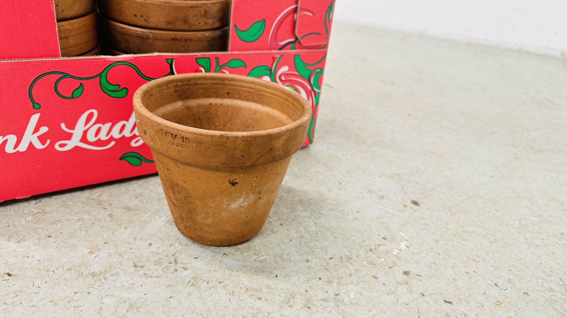 A BOX CONTAINING A COLLECTION OF 23 TERRACOTTA PLANT POTS. - Image 2 of 3