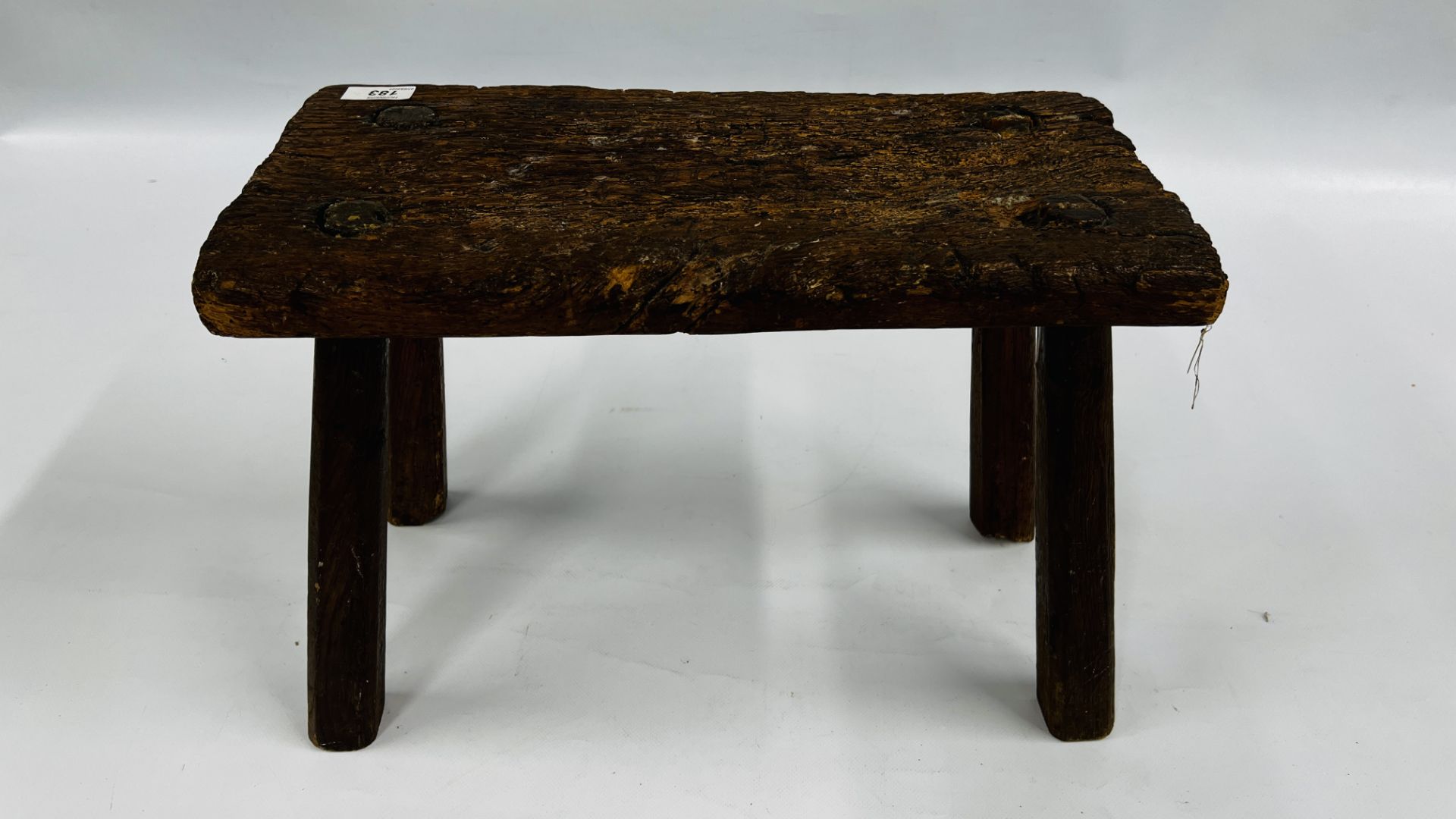 TWO VINTAGE HANDCRAFTED HARDWOOD LOW/MILKING STOOLS (SIGNS OF PREVIOUS WOODWORM). - Image 8 of 8