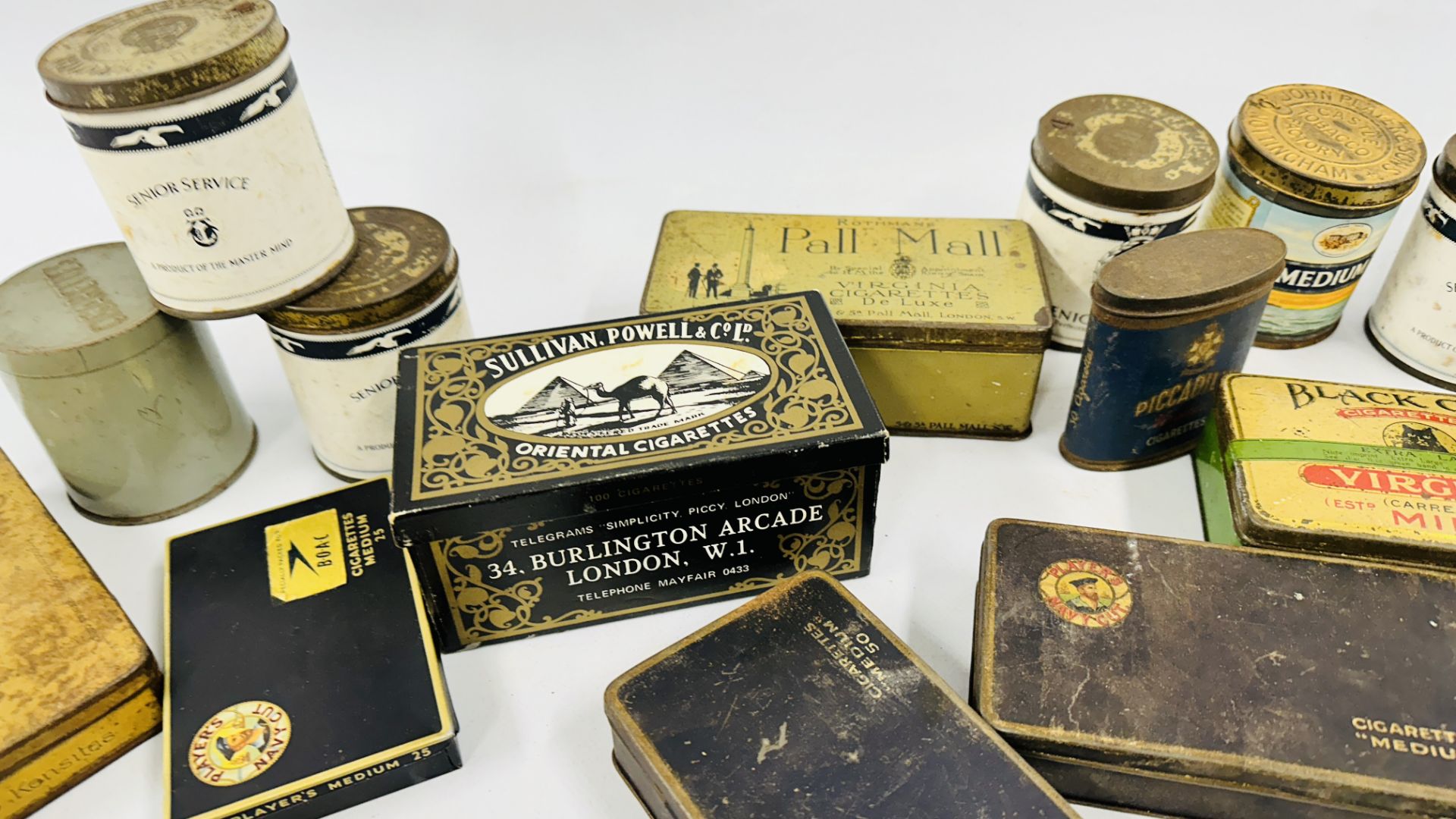 A BOX CONTAINING A COLLECTION OF ASSORTED VINTAGE CIGARETTE TINS TO INCLUDE EXAMPLES MARKED - Image 6 of 9