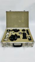 A FLIGHT CASE CONTAINING CAMERA'S TO INCLUDE CANON EOS, CANON A-1, 80-200 H07A LENS, CANON 135MM 1.