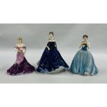 3 COALPORT CABINET COLLECTORS FIGURES TO INCLUDE "SENTIMENTS" JUST FOR YOU, LIMITED EDITION 3050/9,