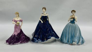 3 COALPORT CABINET COLLECTORS FIGURES TO INCLUDE "SENTIMENTS" JUST FOR YOU, LIMITED EDITION 3050/9,