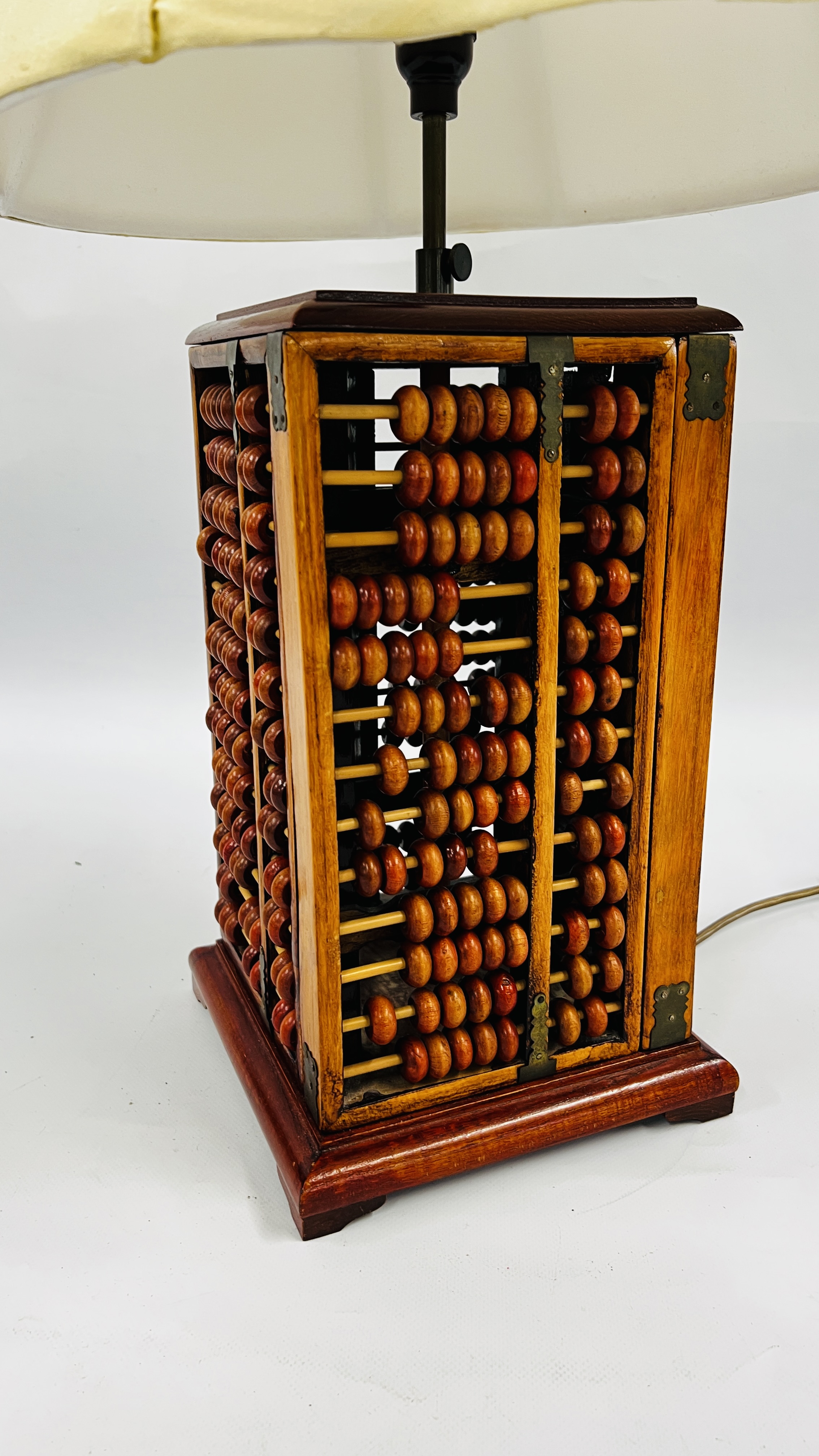 A NOVELTY CONVERTED LAMP FROM 4 ABACUS BOARDS WITH SHADE - WIRE REMOVED - SOLD AS SEEN. - Image 3 of 5