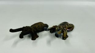 TWO CAST METAL "BEETLE" BOOT PULLS.
