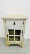 VINTAGE TYPE SINGLE DOOR CABINET WITH DRAWER ABOVE - W 46CM X D 33CM X H 78CM.