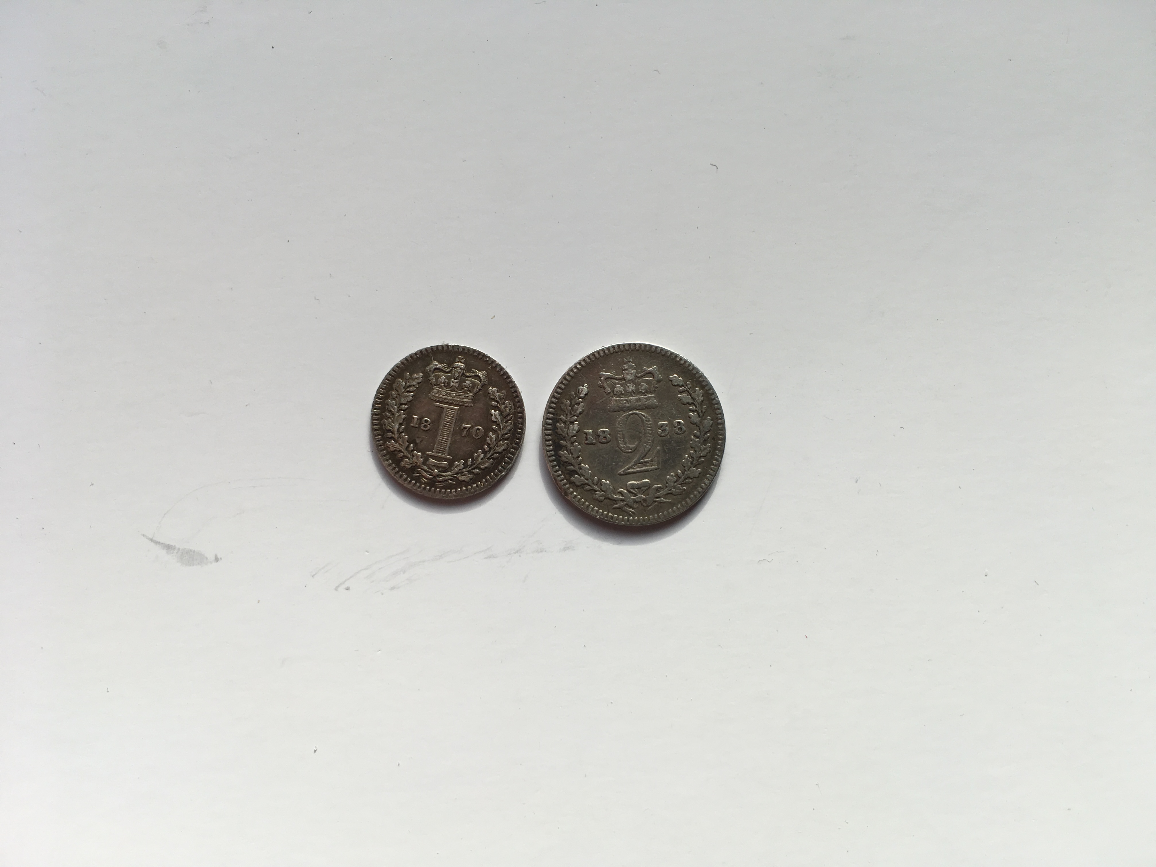 COINS: GB MAUNDY PENNY 1870 AND TWO PENCE 1838. - Image 4 of 8