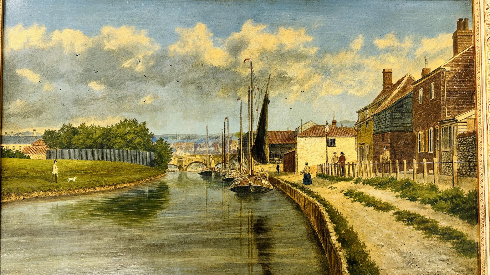 OIL ON BOARD PAINTING BY WILLIAM FREDERICK AUSTIN, THE RIVER WENSUM IN NORWICH, - Image 2 of 5