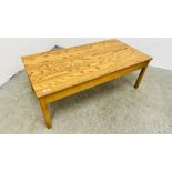 ERCOL RECTANGULAR BEECH & ELM COFFEE TABLE DESIGN NUMBER 788 - W 108CM X D 55CM X H 38CM.