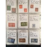 STAMPS: BINDER WITH QV TO KG6 MAINLY USED WITH EACH STAMP IDENTIFIED, 1d REDS, 1934 10/- SEAHORSE,