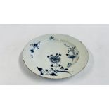 ENGLISH DELFT CHARGER C 1750/60, STILT MARKS DIAMETER 34CM.