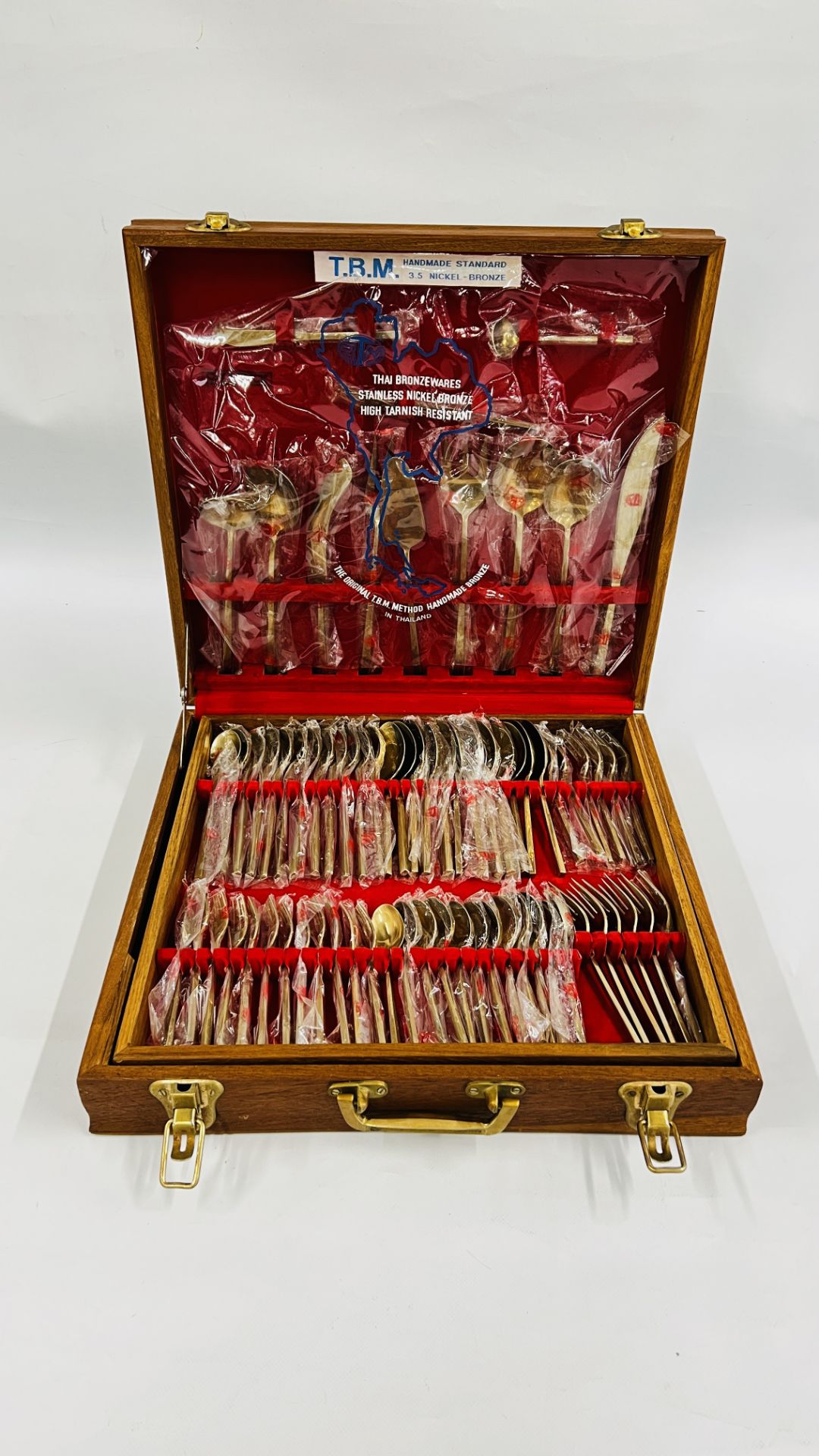 A CANTEEN OF T.B.M NICKEL BRONZE PLATED CUTLERY, APPROX 144 PIECES.