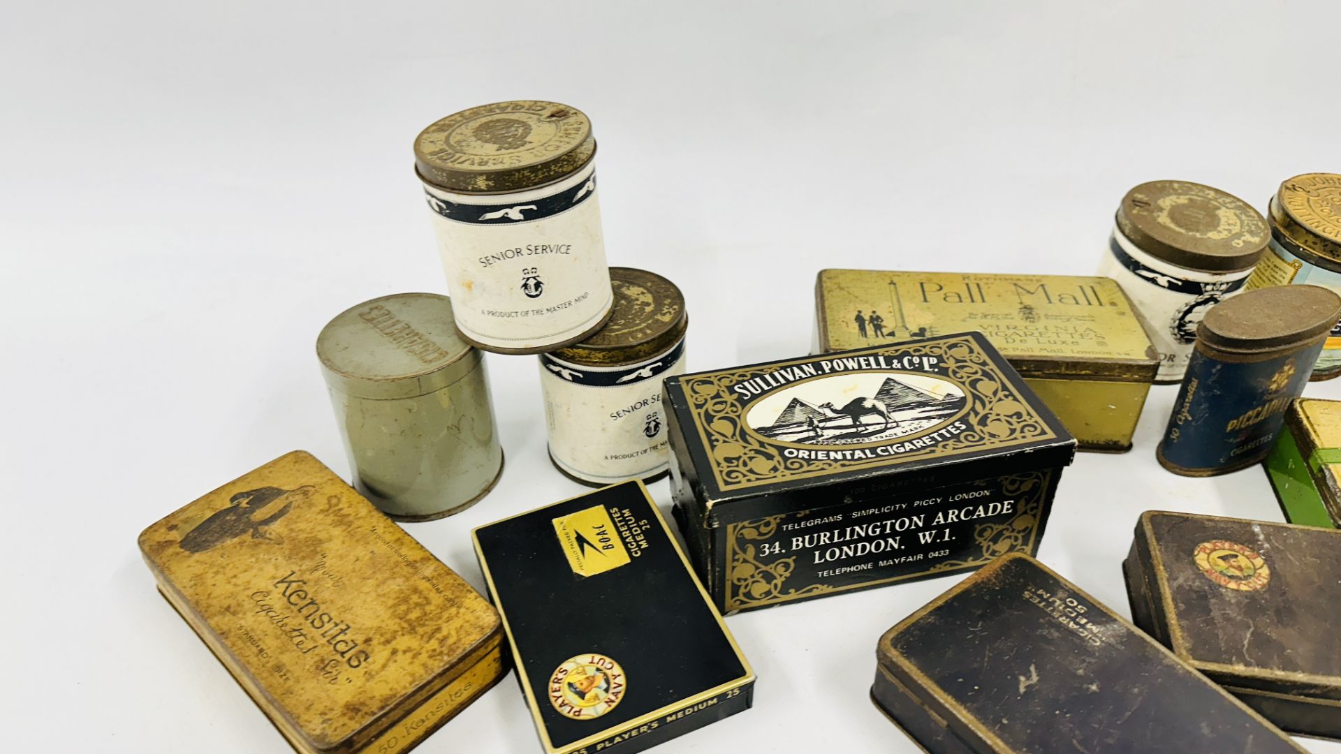 A BOX CONTAINING A COLLECTION OF ASSORTED VINTAGE CIGARETTE TINS TO INCLUDE EXAMPLES MARKED - Image 7 of 9