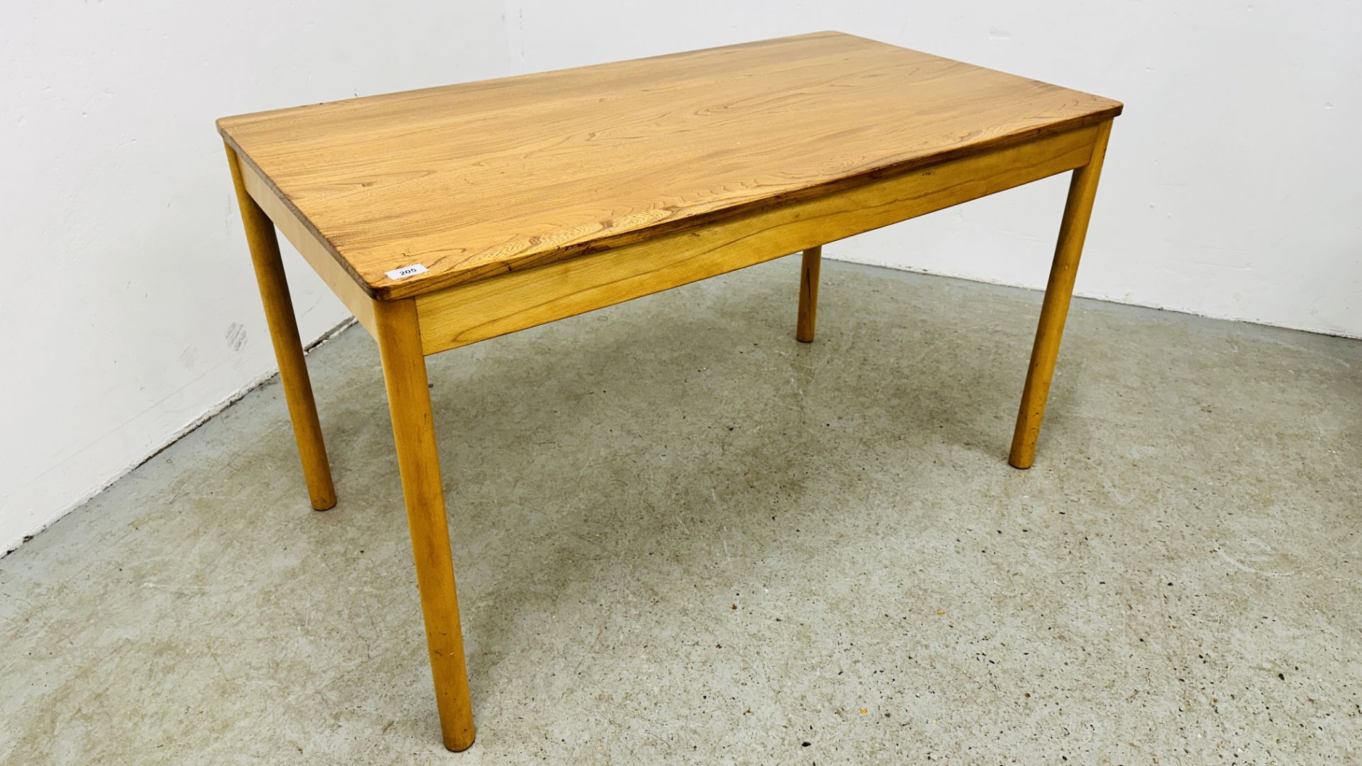 ERCOL RECTANGULAR BEECH & ELM DINING TABLE - W 108CM X D 55CM X H 38CM.