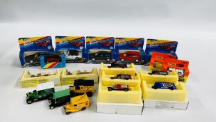 A BOX OF ASSORTED DIE-CAST MODEL VEHICLES TO INCLUDE MATCHBOX EXAMPLES, ETC.