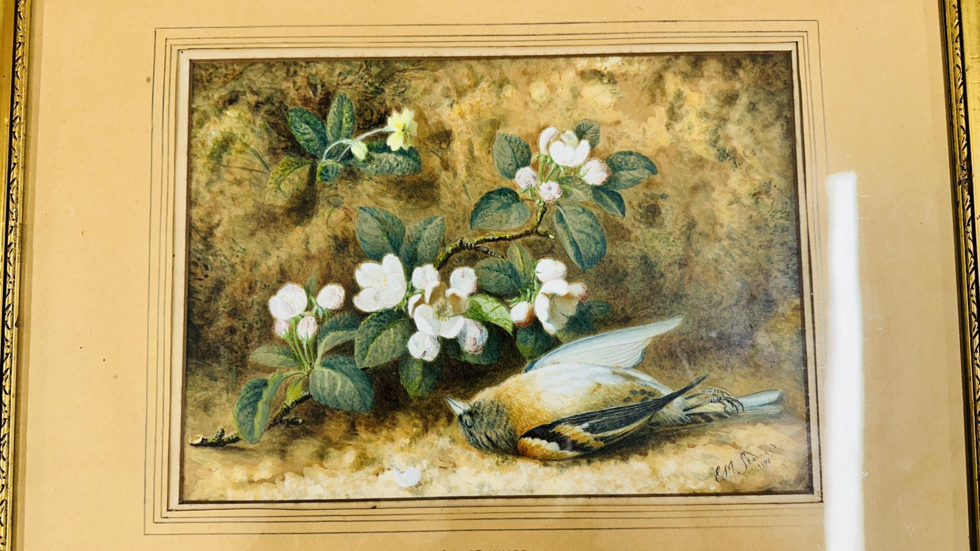 A FRAMED & GLAZED PAINTING BEARING SIGNATURE E.M. STANNARD, DATED 1871. W 29 X H 20CM. - Image 2 of 5