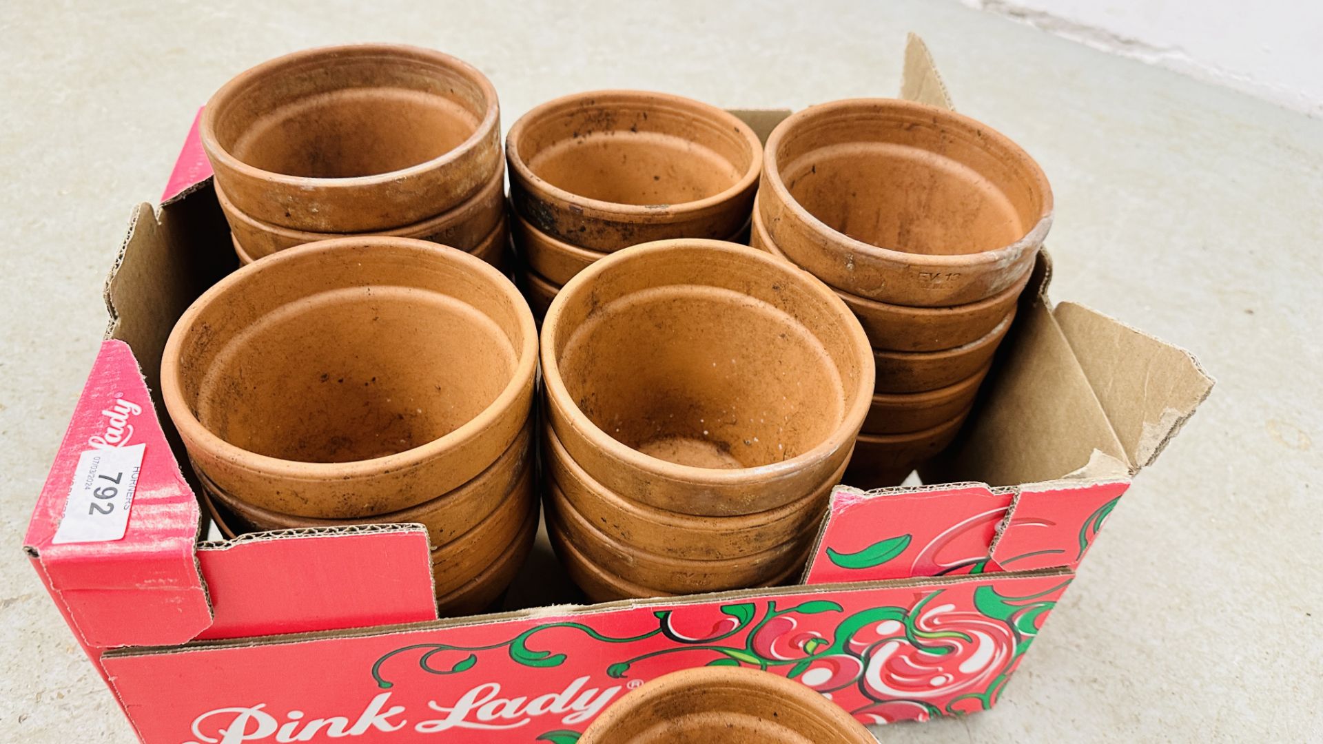 A BOX CONTAINING A COLLECTION OF 23 TERRACOTTA PLANT POTS. - Image 3 of 3
