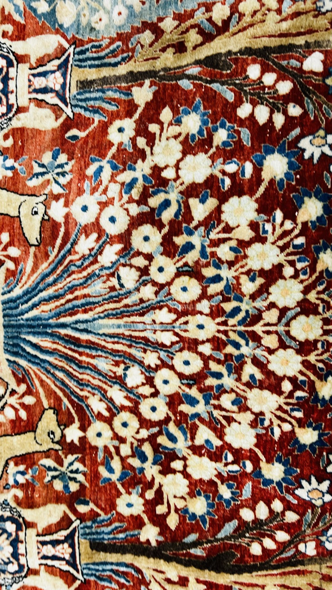A PERSIAN DESIGN RUG DECORATED WITH SPRAYS OF FLOWERS AND DEER AND ARABIC INSCRIPTIONS, - Image 19 of 32