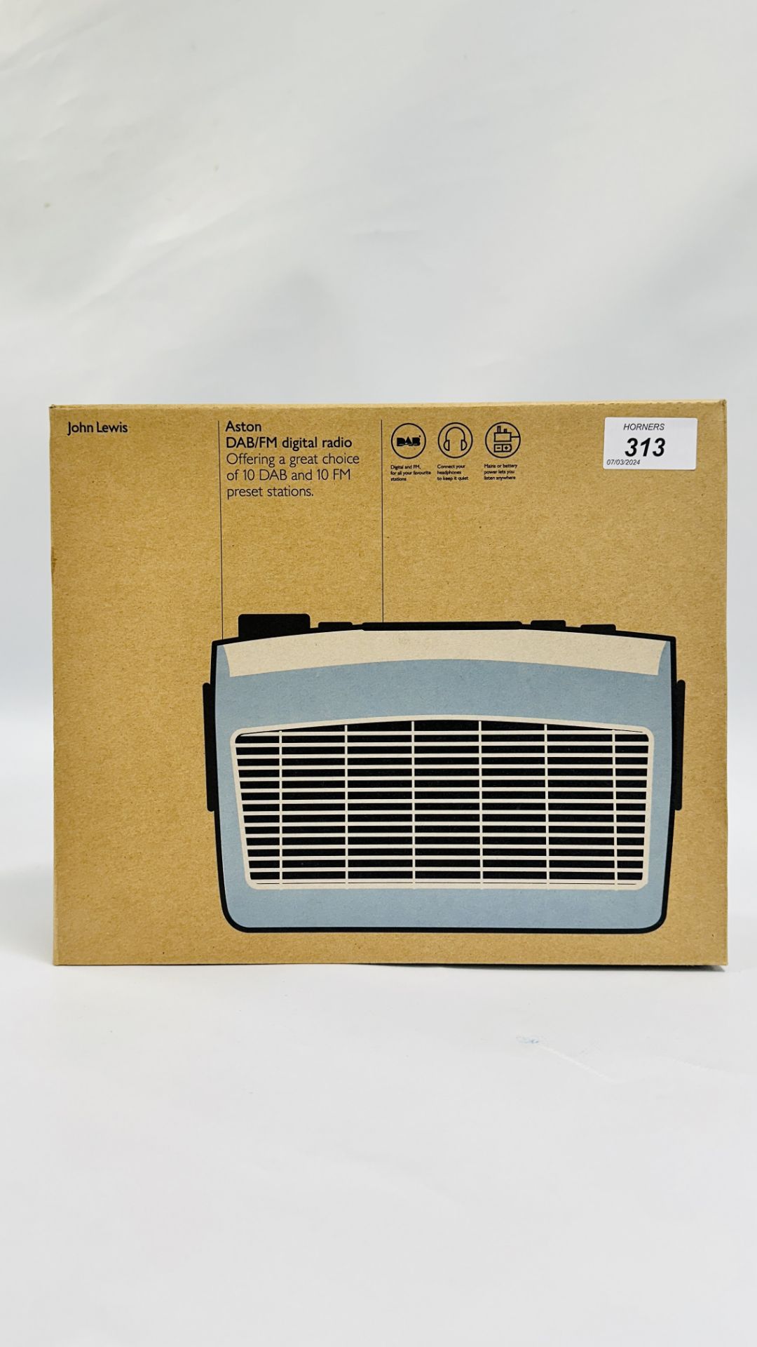 BOXED AS NEW JOHN LEWIS ASTON DAB / FM DIGITAL RADIO - SOLD AS SEEN.