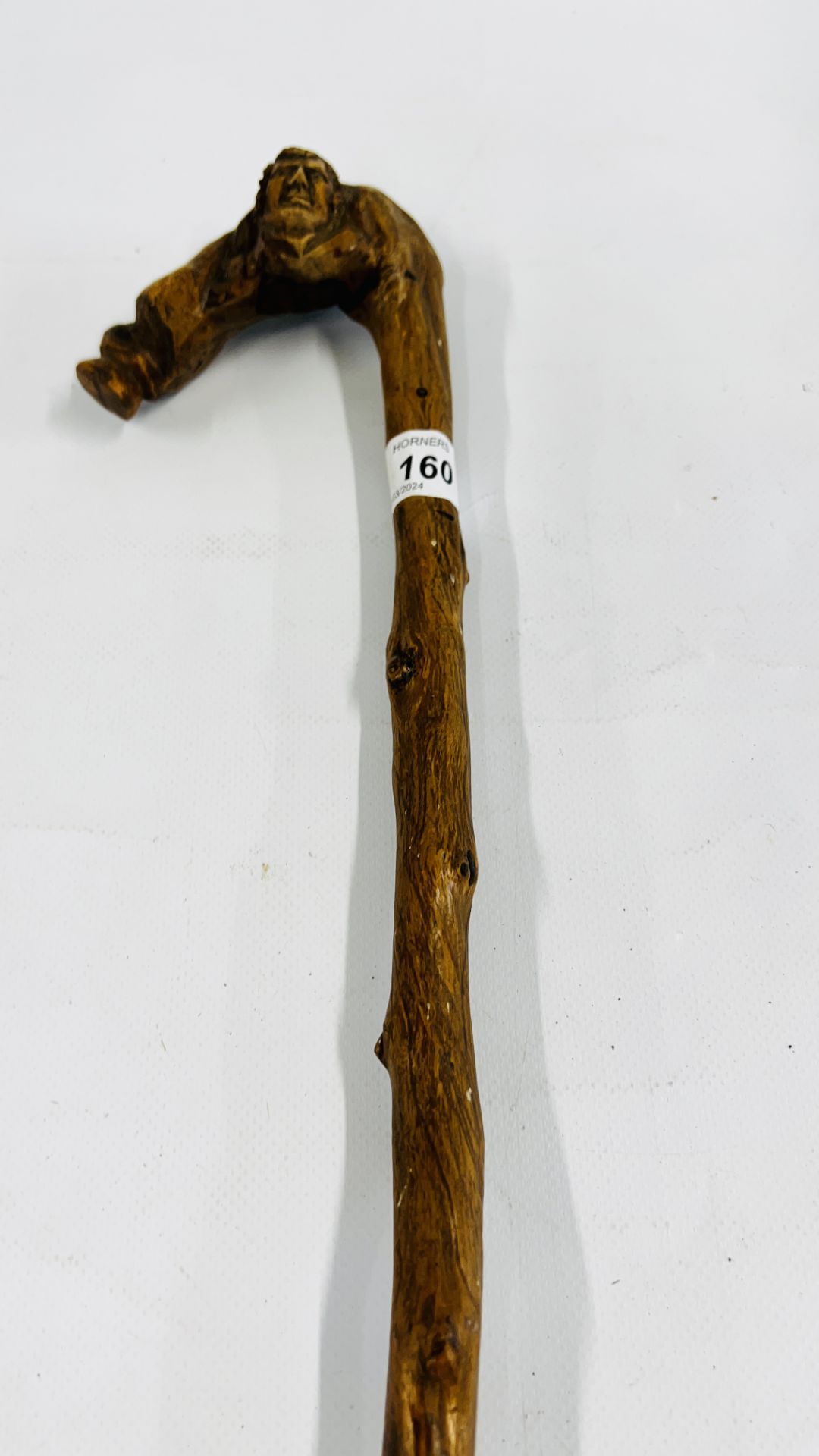 A C19th VINTAGE BRIAR WOOD WALKING STICK THE HANDLE CARVED WITH A GENTLEMAN'S FACE, L 89CM. - Image 4 of 7